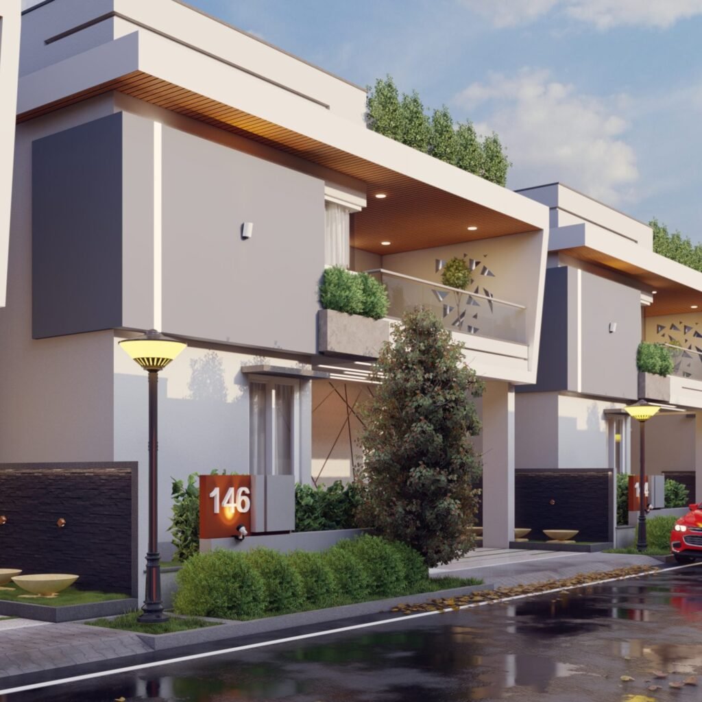 Modern villa community featuring gated community plots and opportunity to invest in plots for luxury living